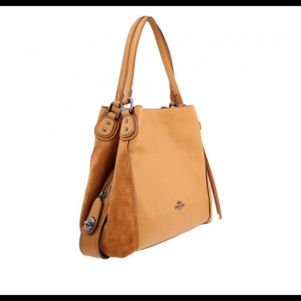Coach Edie Medium Leather & Suede Shoulder Bag - Picture 2 of 8